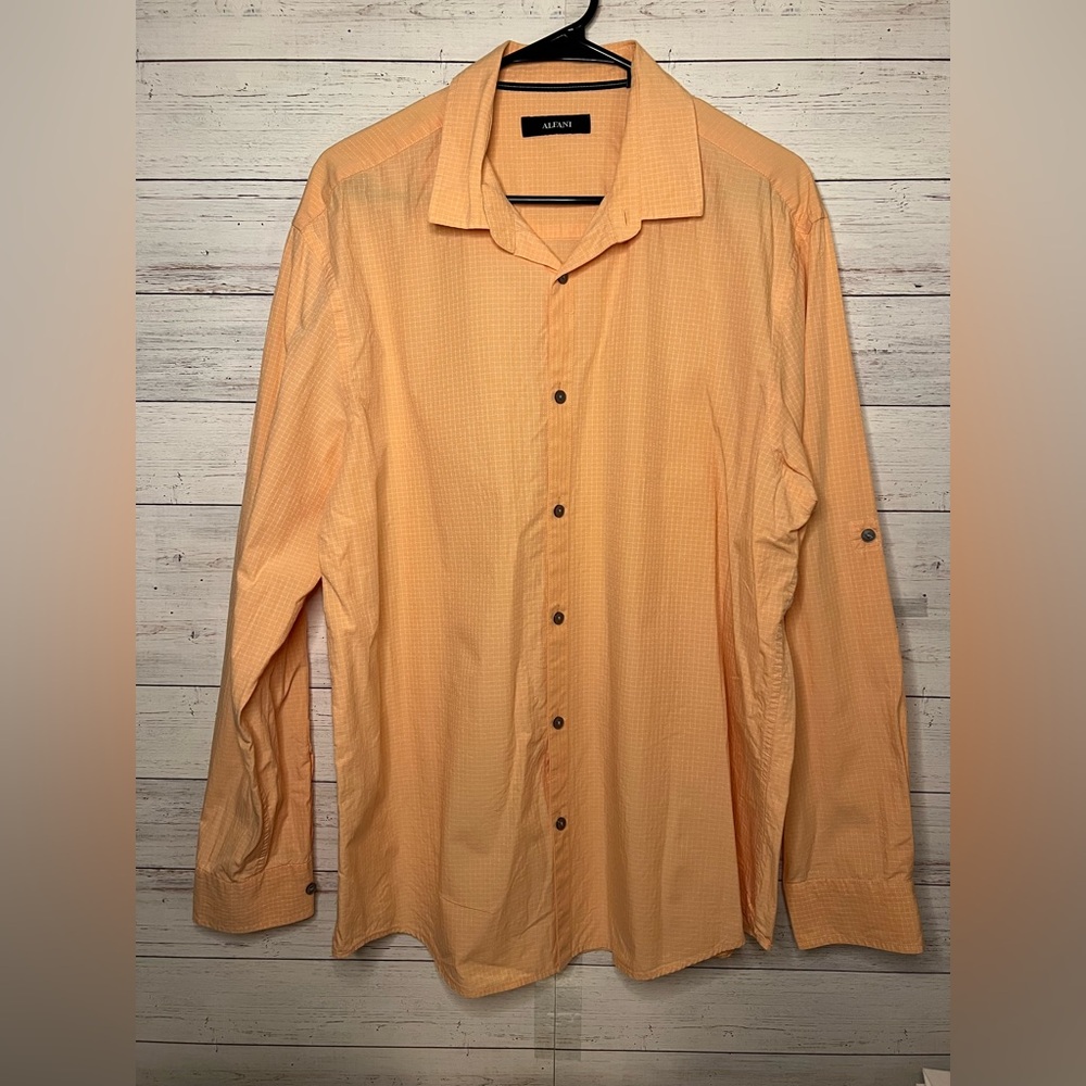 Men’s Alfani Landon Grid Pattern Cotton Long Sleeve Shirt -  Size XL